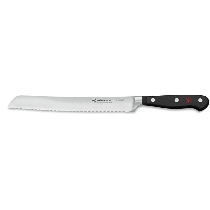 8 inch Wusthof Classic Bread Knife displayed horizontally on a white background
