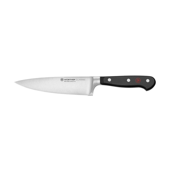 6 inch Wusthof Classic Chef's Knife displayed horizontally on a white background