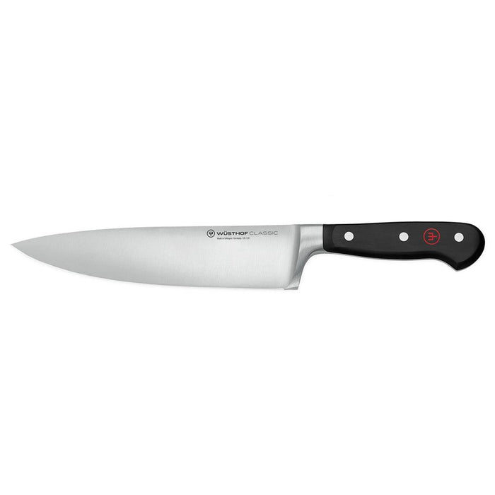 8 inch Wusthof Classic Chef's Knife displayed horizontally on a white background
