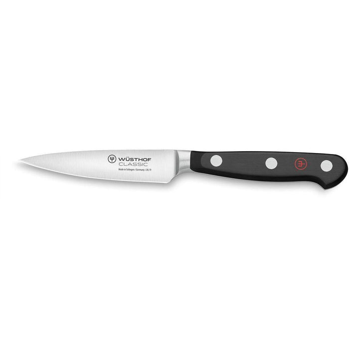 Wusthof Classic Demi-Bolster Paring Knife - 3.5″ displayed horizontally on a white background