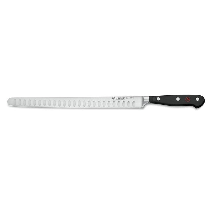 Wusthof Classic Hollow Edge Ham Slicer - 10″ displayed horizontally on a white background