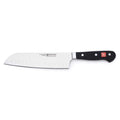 Wusthof Classic Hollow Edge Santoku Knife - 8″ displayed horizontally on a white background
