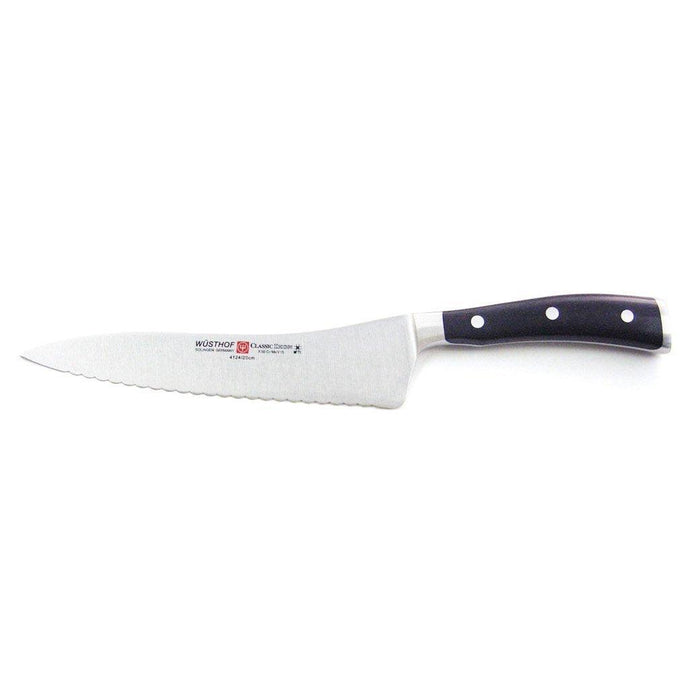 Wusthof Classic Ikon Deli Knife - 8″ displayed horizontally on a white background