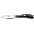 Wusthof Classic Ikon Flat Cut Paring Knife - 3″ displayed horizontally on a white background