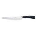 8 inch Wusthof Classic Ikon Hollow Edge Carving Knife displayed horizontally on a white background