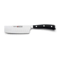 5 inch Wusthof Classic Ikon Hollow Edge Nakiri Knife displayed horizontally on a white background