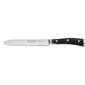 5 inch Wusthof classic ikon serrated utility knife displayed horizontally on a white background