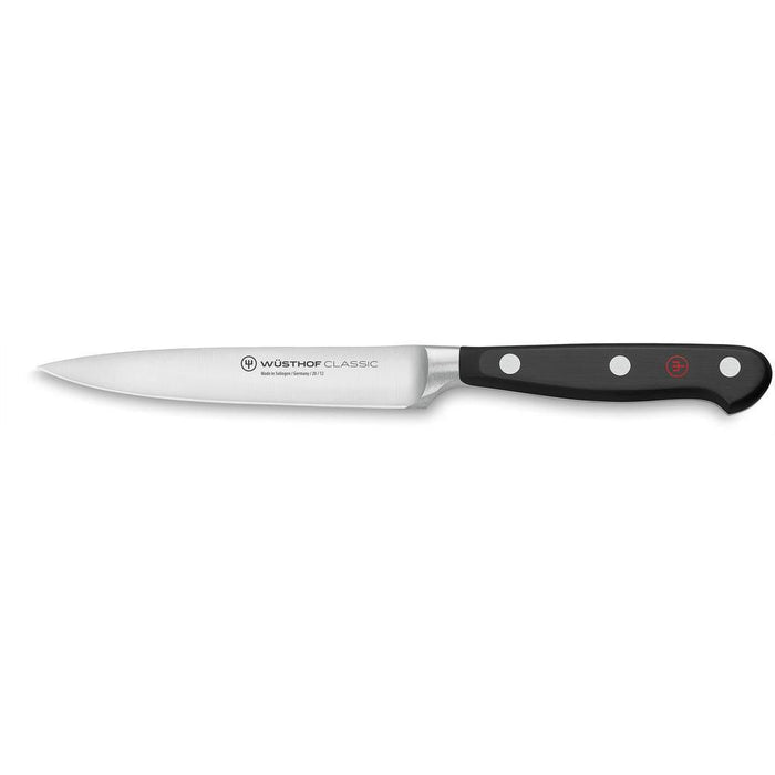 4.5 inch Wusthof classic utility knife displayed on a white background