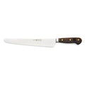 A Wusthof Crafter 10-inch Super Slicer knife with a stainless steel blade and a wooden handle.