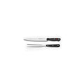 2 piece Wusthof gourmet carving set, carving knife and carving for displayed on  a white background