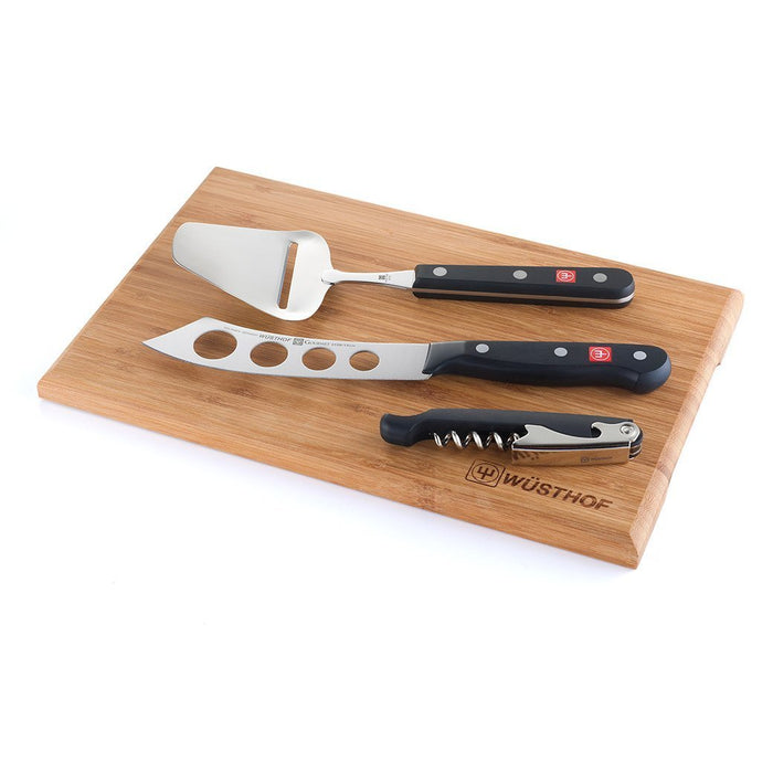 Wusthof Cheese Knives Wusthof Gourmet 4-piece Wine and Cheese Set with cheese knife, cheese spatula, corkscrew, and cutting board
