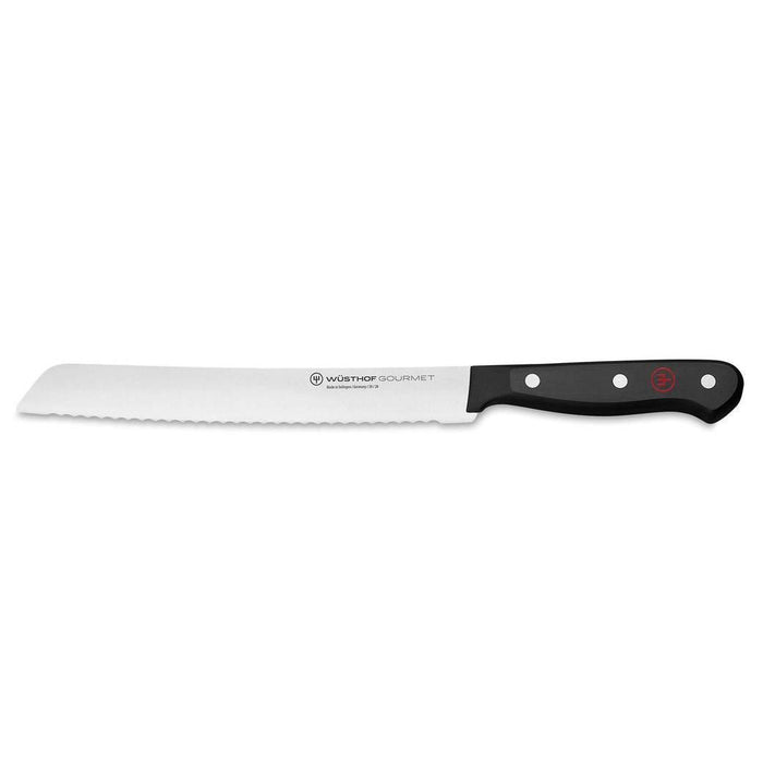 8 inch Wusthof gourmet bread knife displayed on a white background