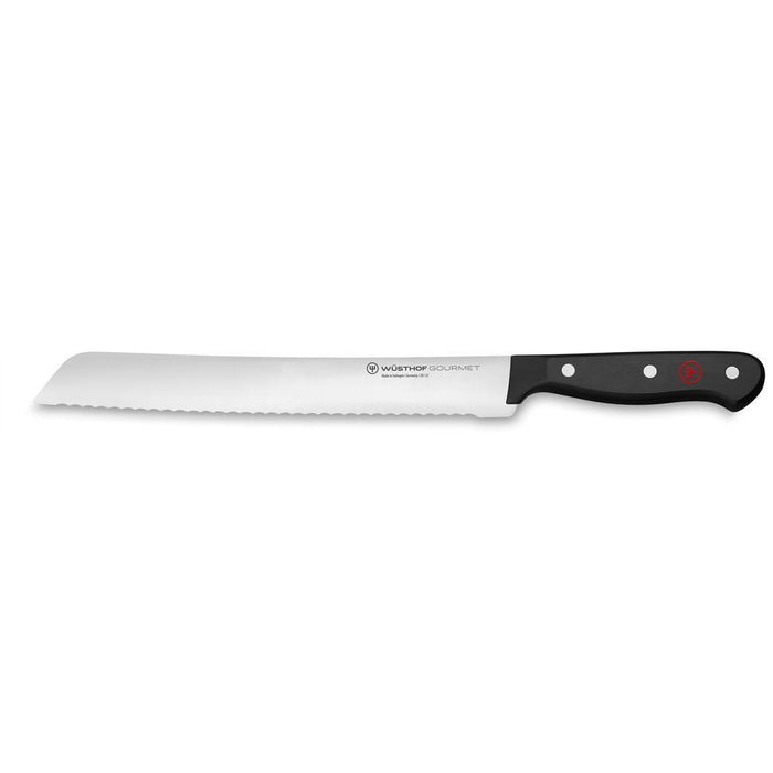 9 inch Wusthof gourmet bread knife displayed on a white background