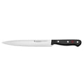 An 8-inch Wusthof Gourmet carving knife with a laser-cut blade and a black synthetic handle.
