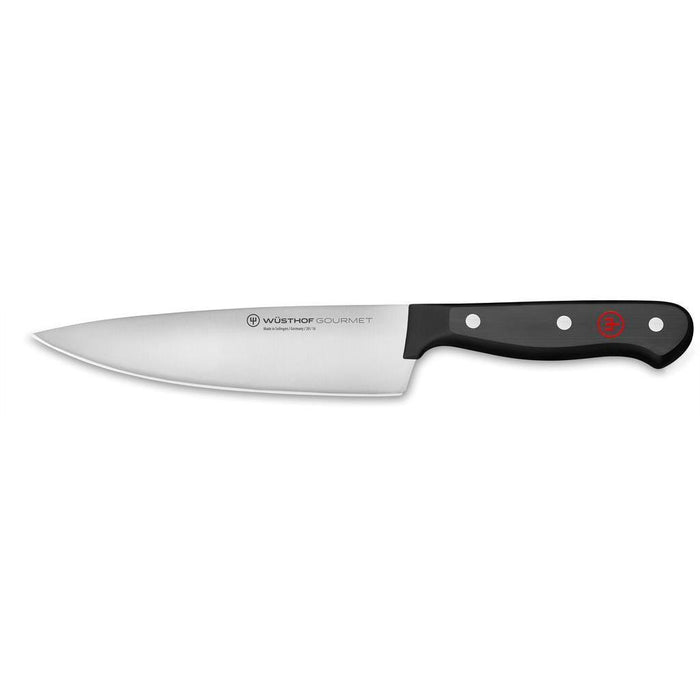 6 inch Wusthof gourmet chef knife displayed on a white background