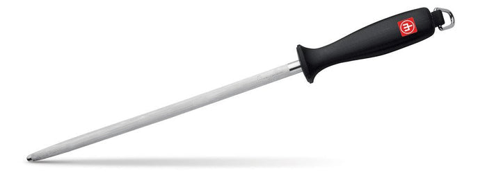 Wusthof honing steel knife sharpener with loop displayed on a white background