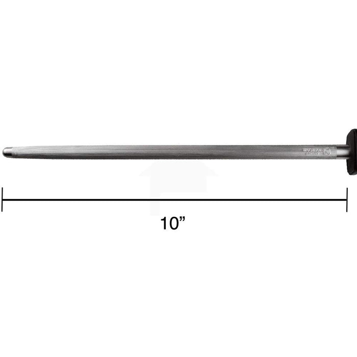 10-inch metal rod with measurement label on a white background