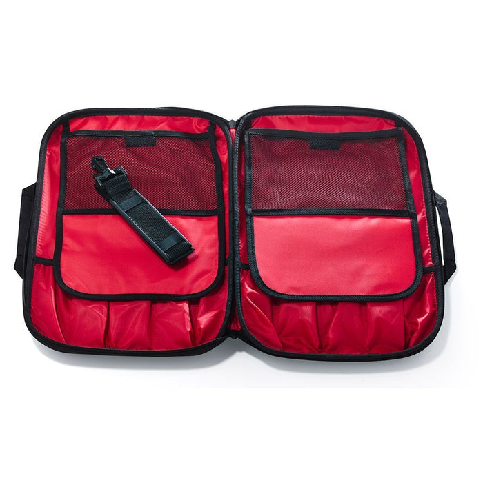 Wusthof Knife Blocks & Storage Wusthof red and black Knife Backpack opened up on a white background