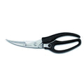 Wusthof poultry shears with black handle and curved stainless steel blades, designed for kitchen use.
