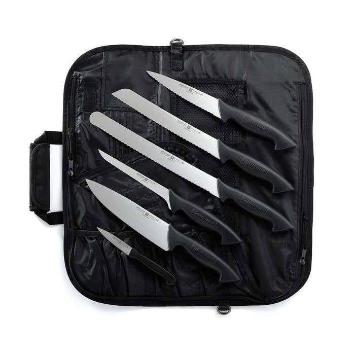 Wusthof Knife Sets Wusthof Pro 7-piece Professional Knife Roll Set with a black travel case on a white background