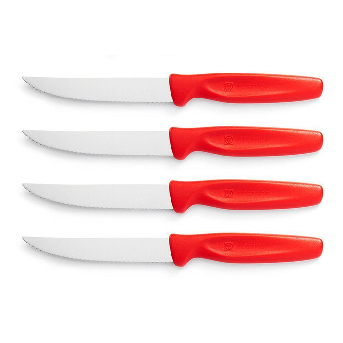 Wusthof Steak Knives & Sets Red Wusthof Zest 4-Piece Steak Knife Set on a white background