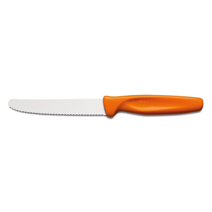 Wusthof Paring & Peeling Knives Orange Wusthof Zest 4" Serrated Paring Knife on a white background