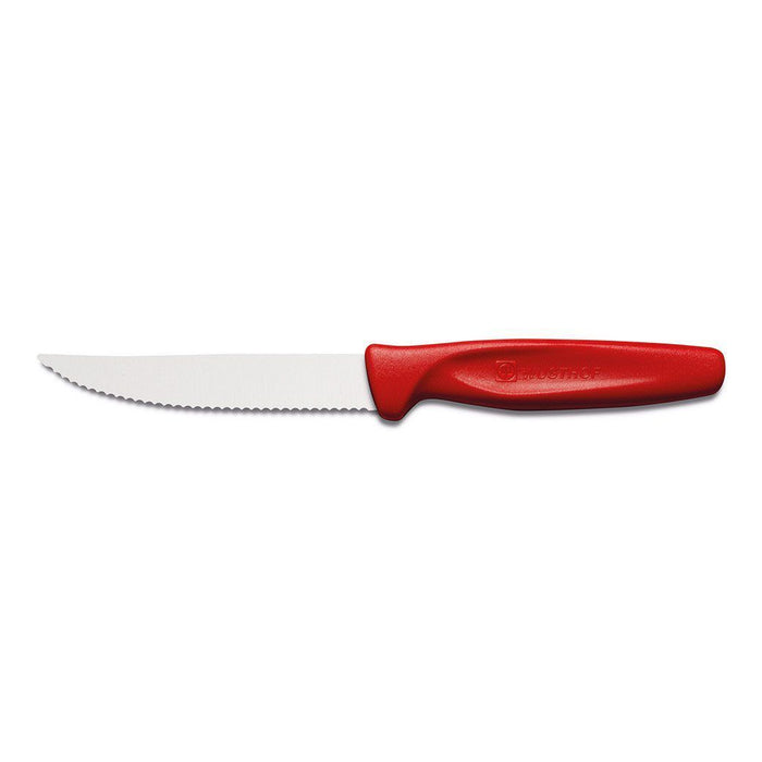 Wusthof Steak Knives & Sets Red Wusthof Zest 4" Serrated Steak Knife on a white background