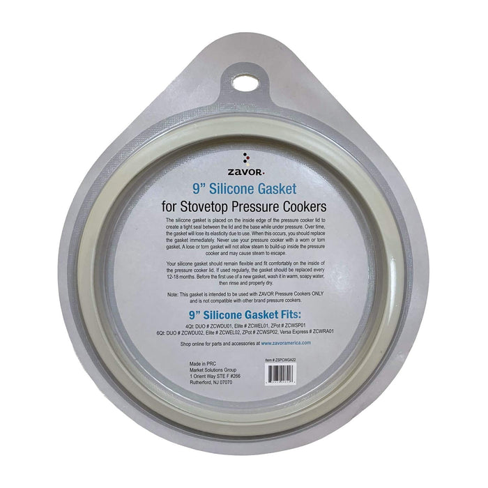 9 inch zavor replacement silicone gasket for stovetop pressure cookers displayed on a white background